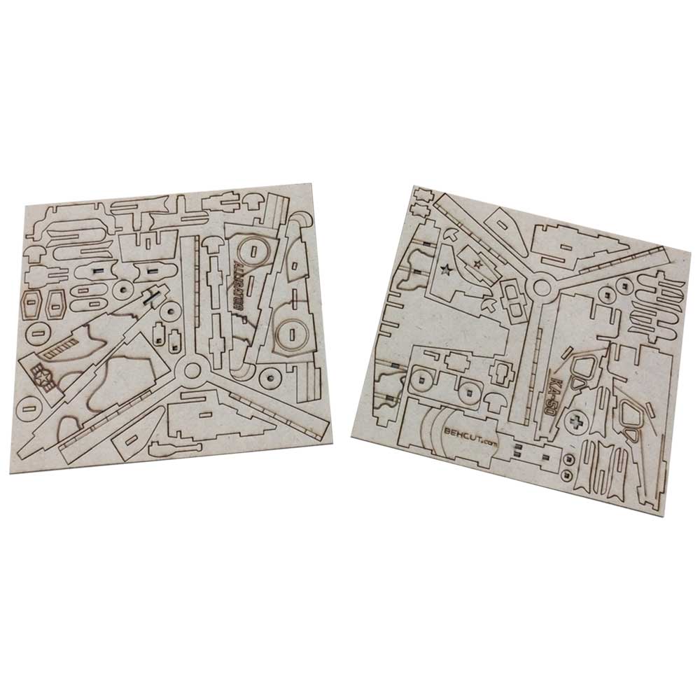 64片木质3D拼图模型套件 – 攻击直升机