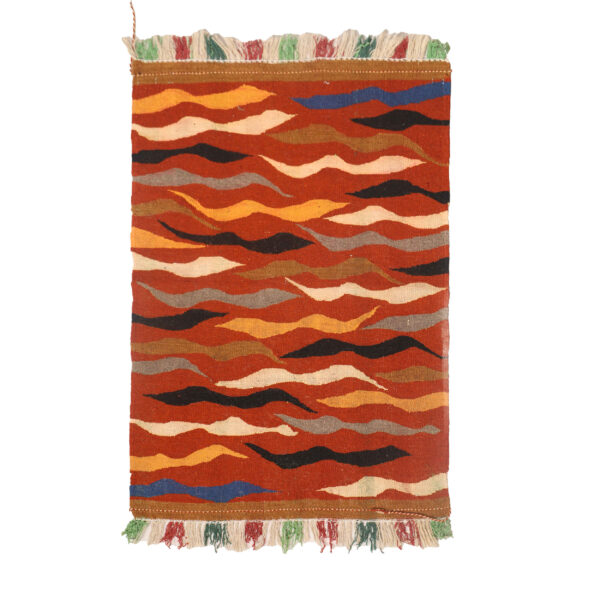 手工艺波斯羊毛基利姆地毯 手工编织于伊斯法罕 波浪红