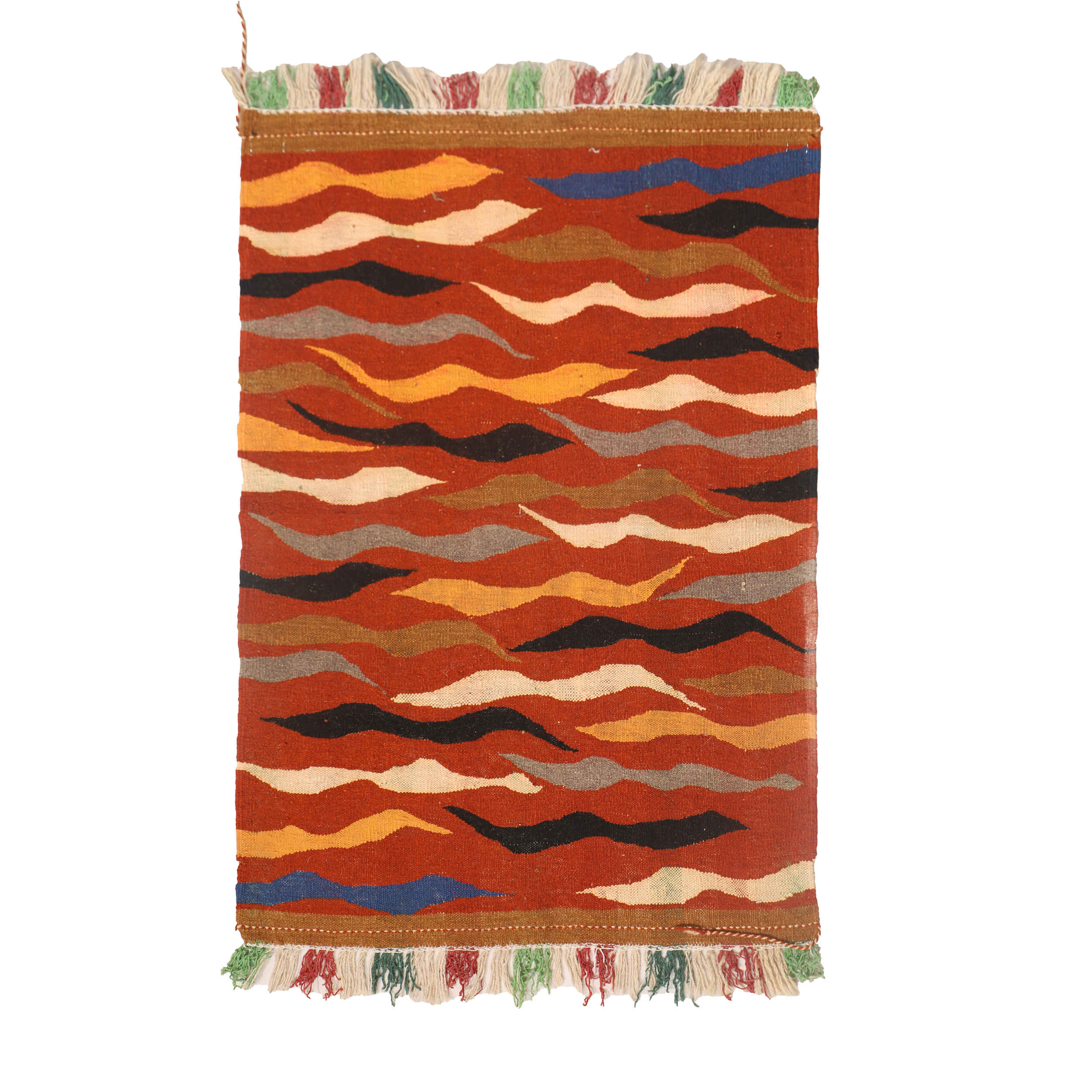 Main image of 手工艺波斯羊毛基利姆地毯 手工编织于伊斯法罕 波浪红