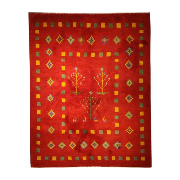 正宗波斯加贝羊毛地毯 手工编织 有边框