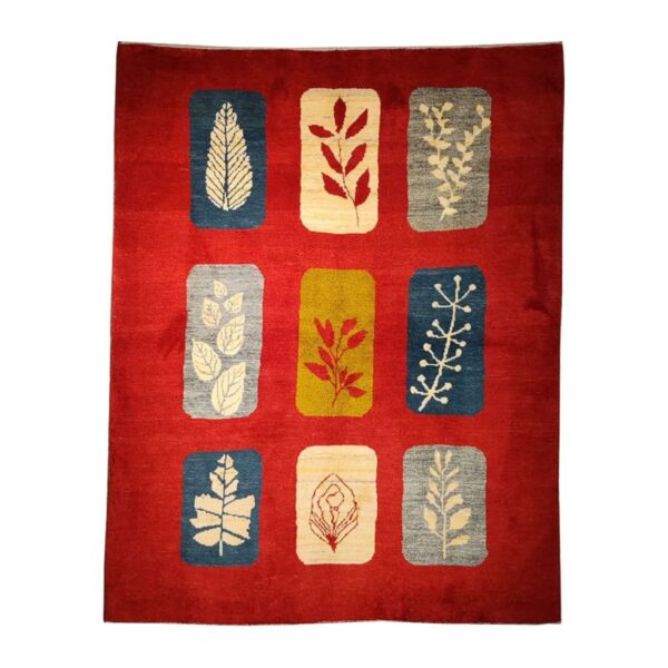 正宗波斯加贝羊毛地毯 手工编织 叶子图案