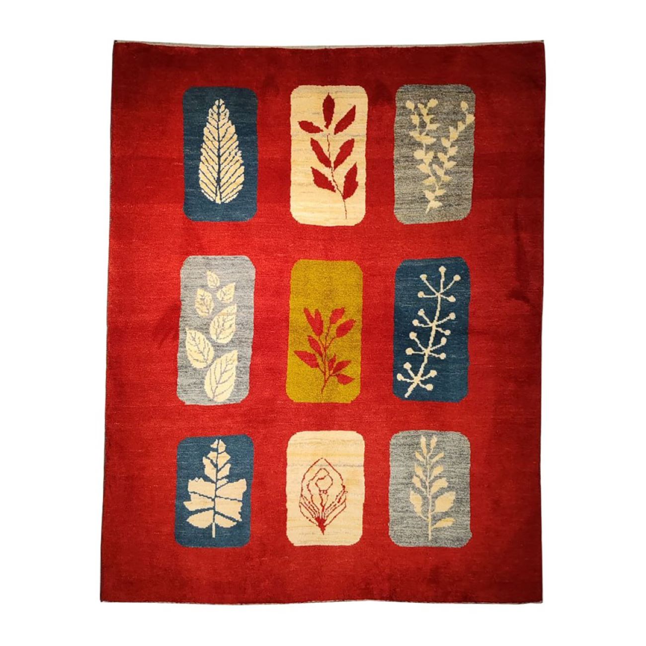 Main image of 正宗波斯加贝羊毛地毯 手工编织 叶子图案