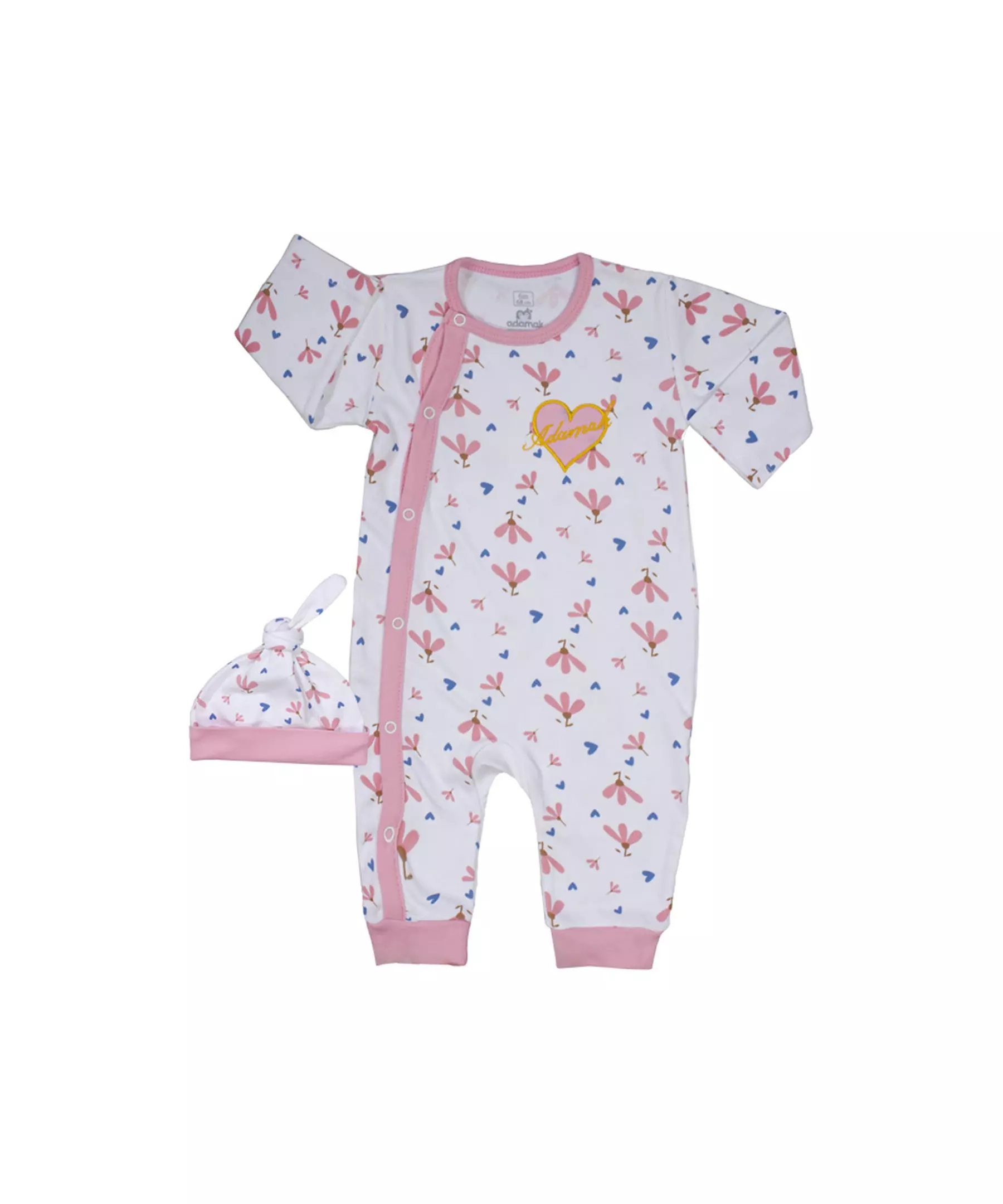 女婴长袖连体裤配帽子