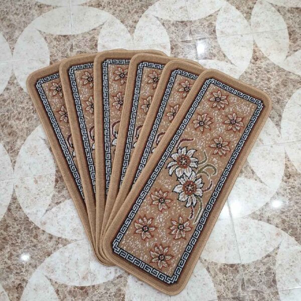 室内楼梯地毯踏步 – 波斯风格花卉设计，6片装