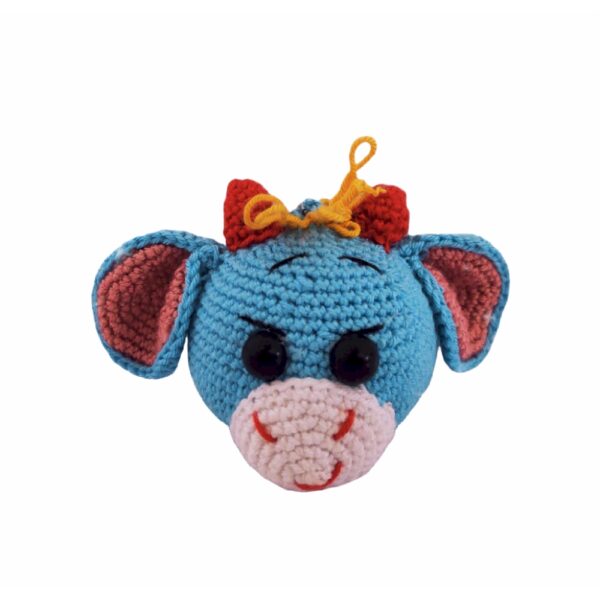 手工钩针钥匙扣 – 牛头造型