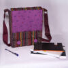 Thumbnail 4: 女款紫色花卉条纹斜挎肩包