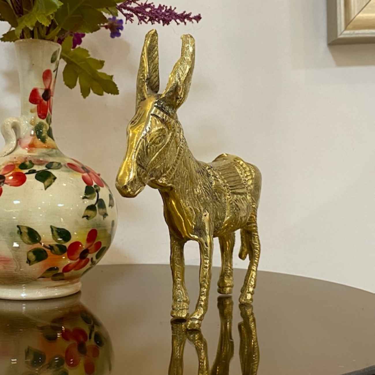 黄铜驴子装饰雕像 – 乡村农场风格摆件