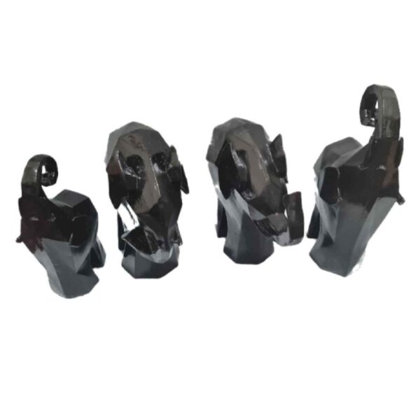 几何立体派黑色猛犸象雕像 – 手工艺术雕塑