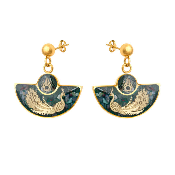 女士镀金耳坠 – 手工捕梦网搭配玛瑙