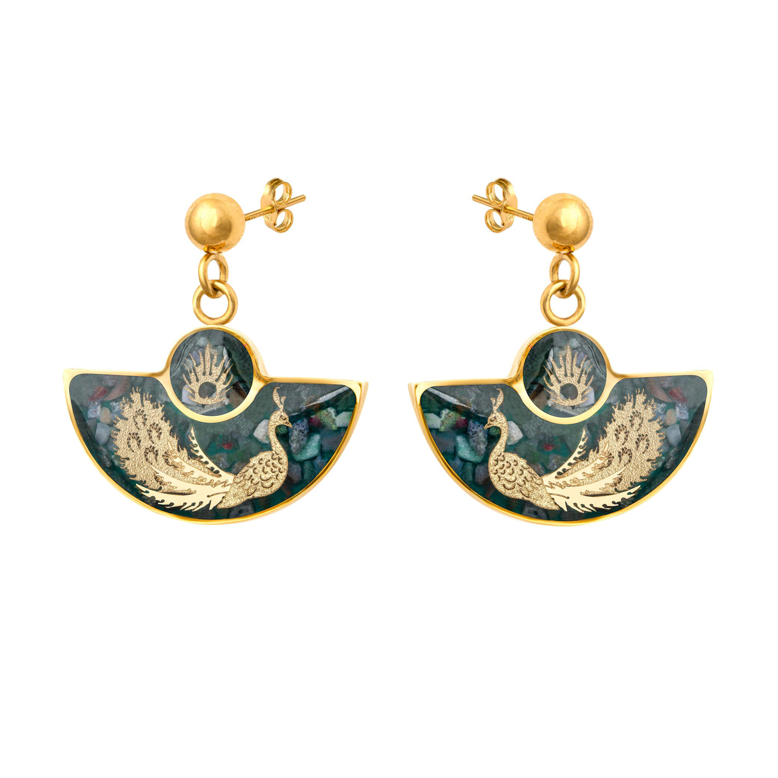 Main image of 女士镀金耳坠 – 手工捕梦网搭配玛瑙