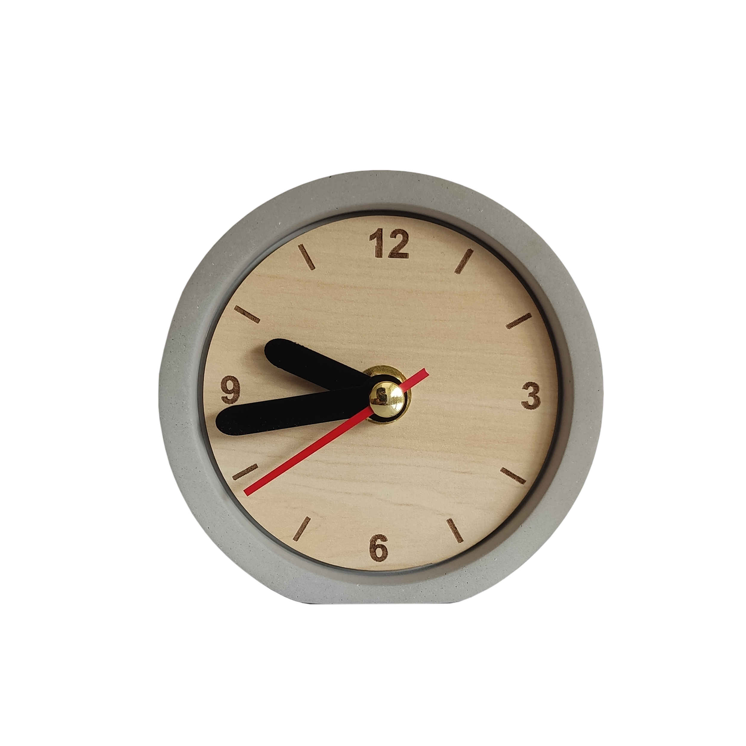 Main image of 手工混凝土桌面时钟 – 极简圆形灰色