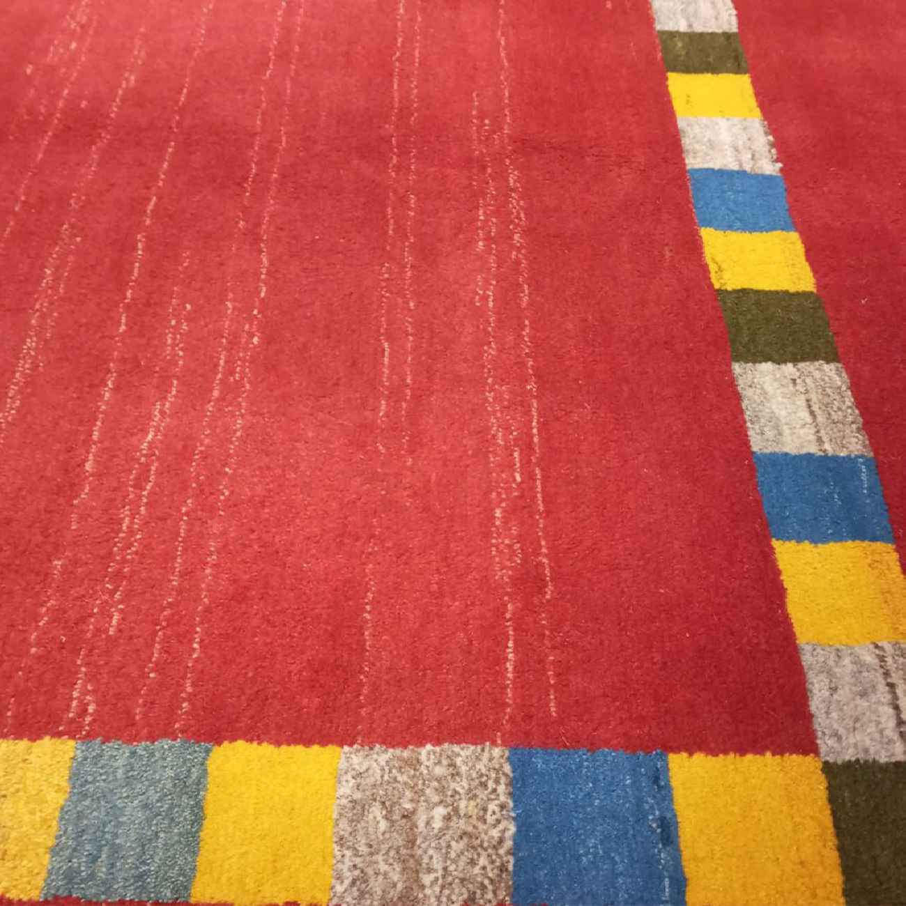 原创波斯加贝羊毛地毯 手工编织 有边框