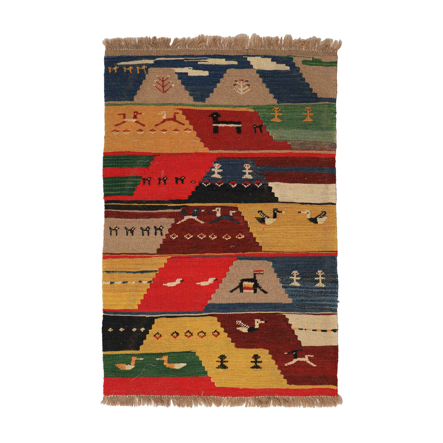 Main image of 原创波斯加贝羊毛地毯 手工编织于法尔斯 带动物图案