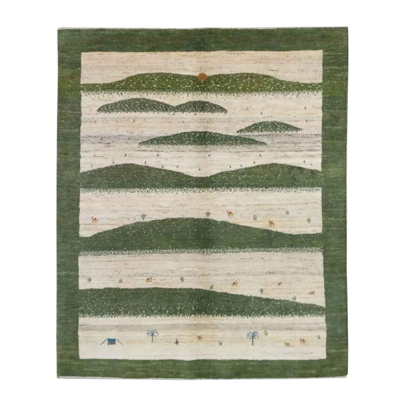 Main image of 波斯加贝羊毛地毯 手工编织 树与动物图案