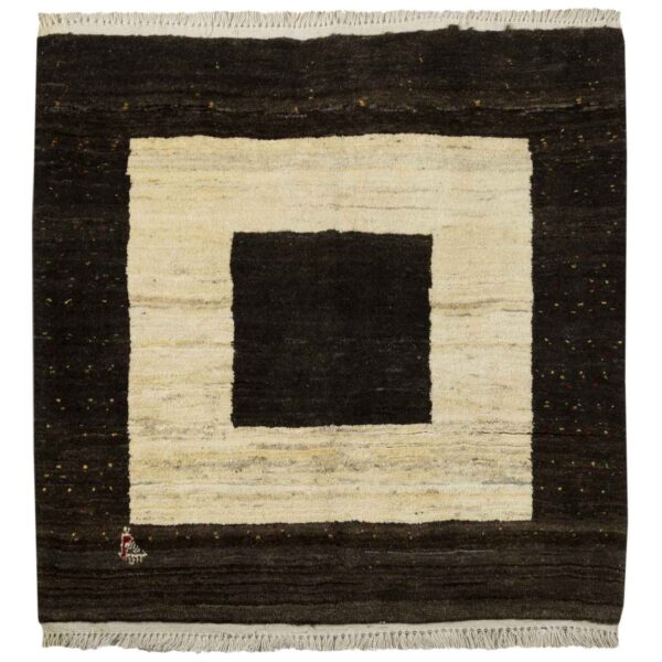 真正波斯加贝羊毛地毯 手工编织 奶油色与棕色