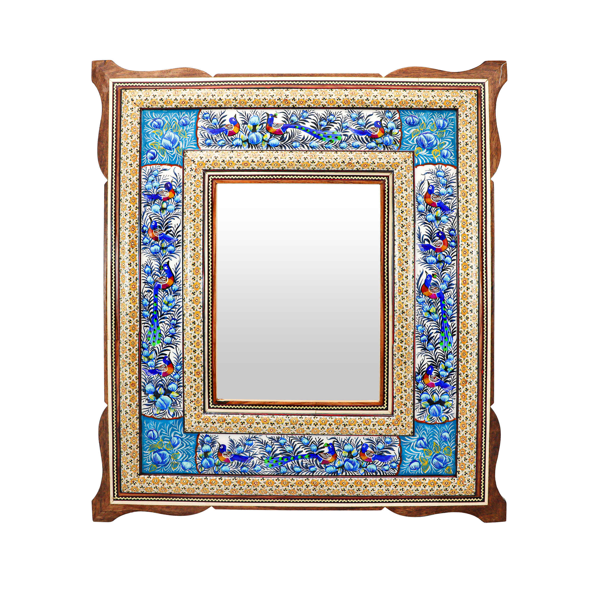 Main image of 波斯木质镜框 – Khatamkari 孔雀与花卉图案