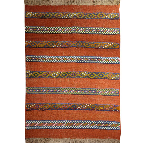 波斯羊毛基利姆地毯 手工编织 传统条纹