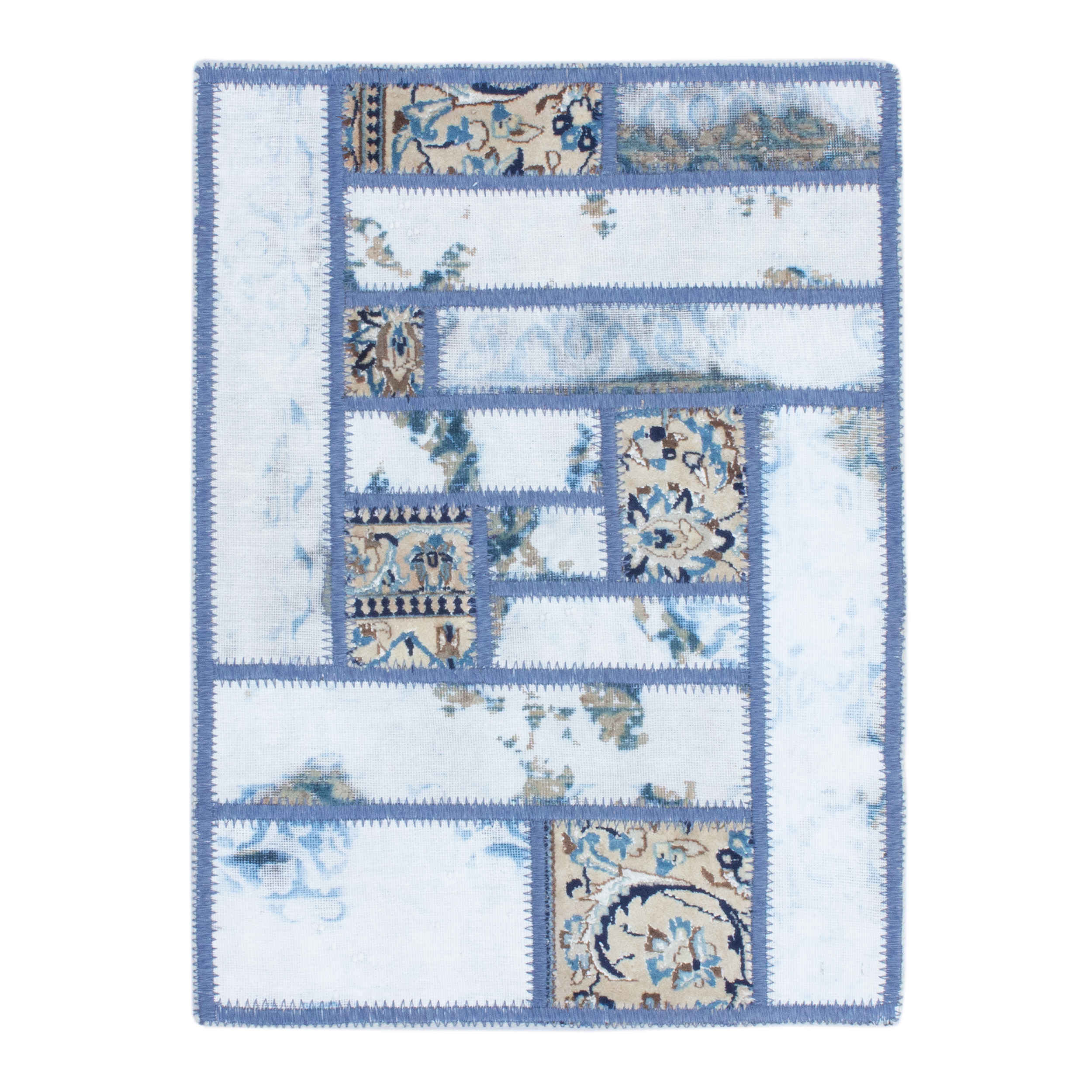 Main image of 波斯手工打结拼布地毯 浅蓝色