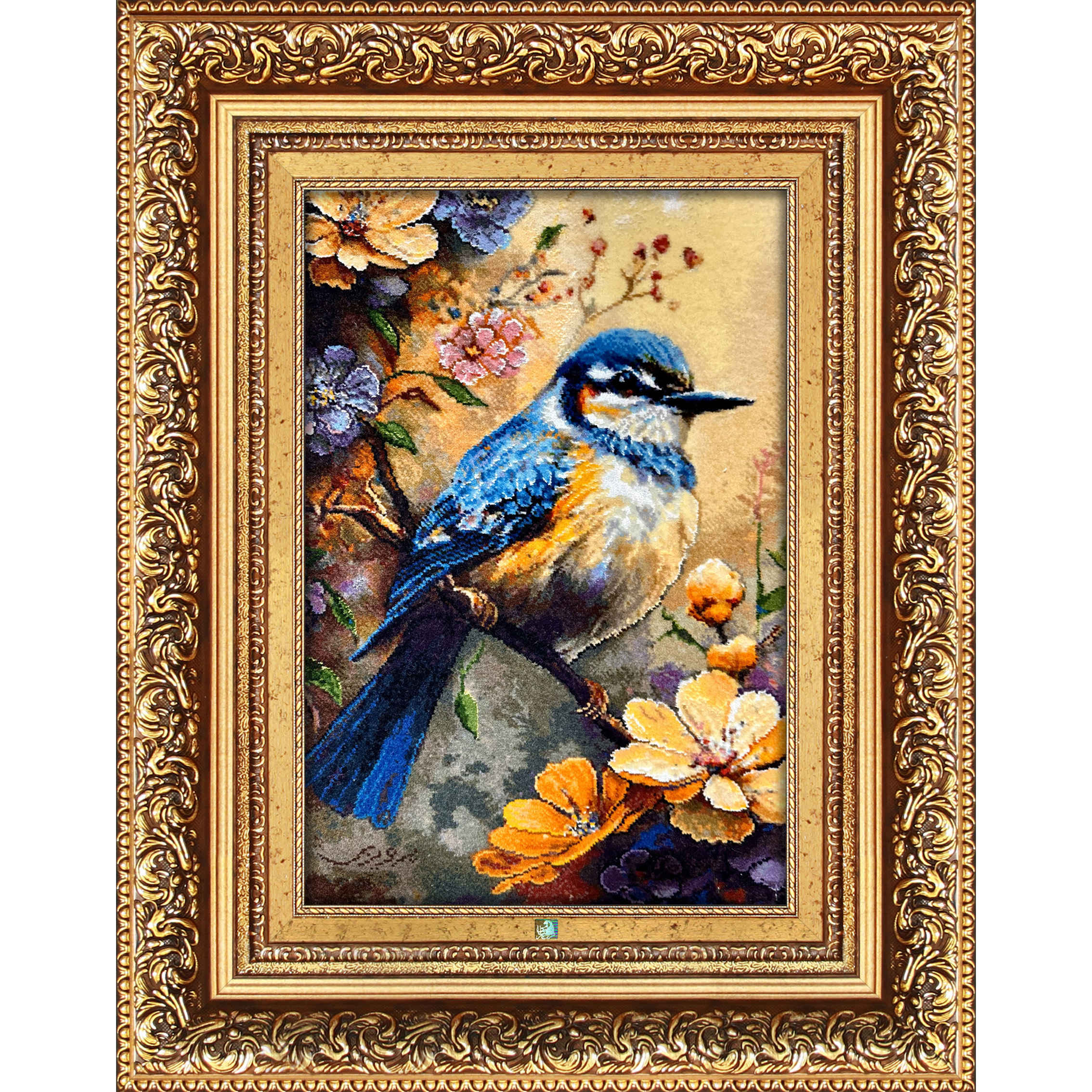 Main image of 手工结波斯挂毯 – 塔布里兹，鸟与花图案