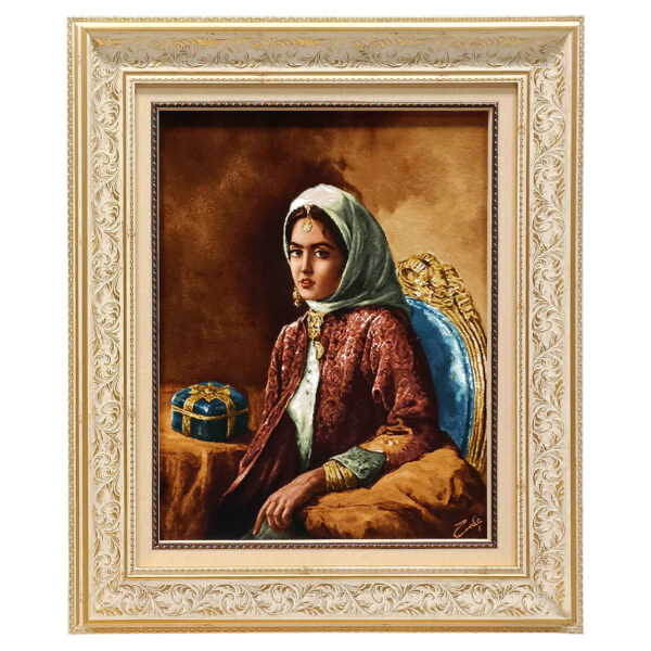 手工结波斯挂毯 – 塔布里兹，卡扎尔女子图案