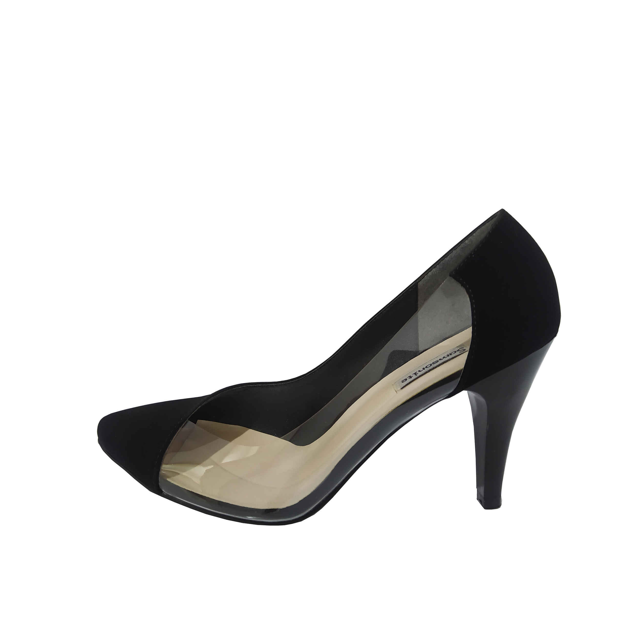 Main image of 女士单侧透明皮质高跟鞋