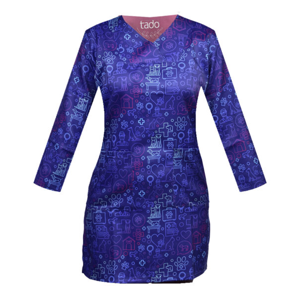 女士长袖兽医工作服套装——三口袋 · 实用与时尚