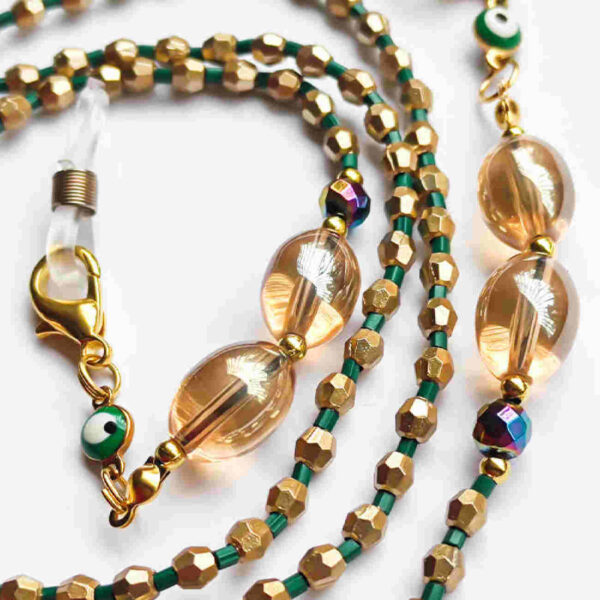 珠饰眼镜链 – 手工制作，配有恶魔之眼水晶珠