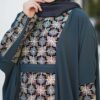 Thumbnail 6: 女士黑色阿巴亚长袍——花卉图案，“诺拉”款