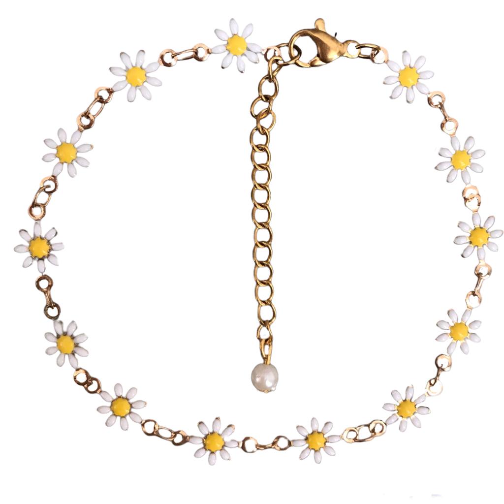 Main image of 白色向日葵设计脚踝手链