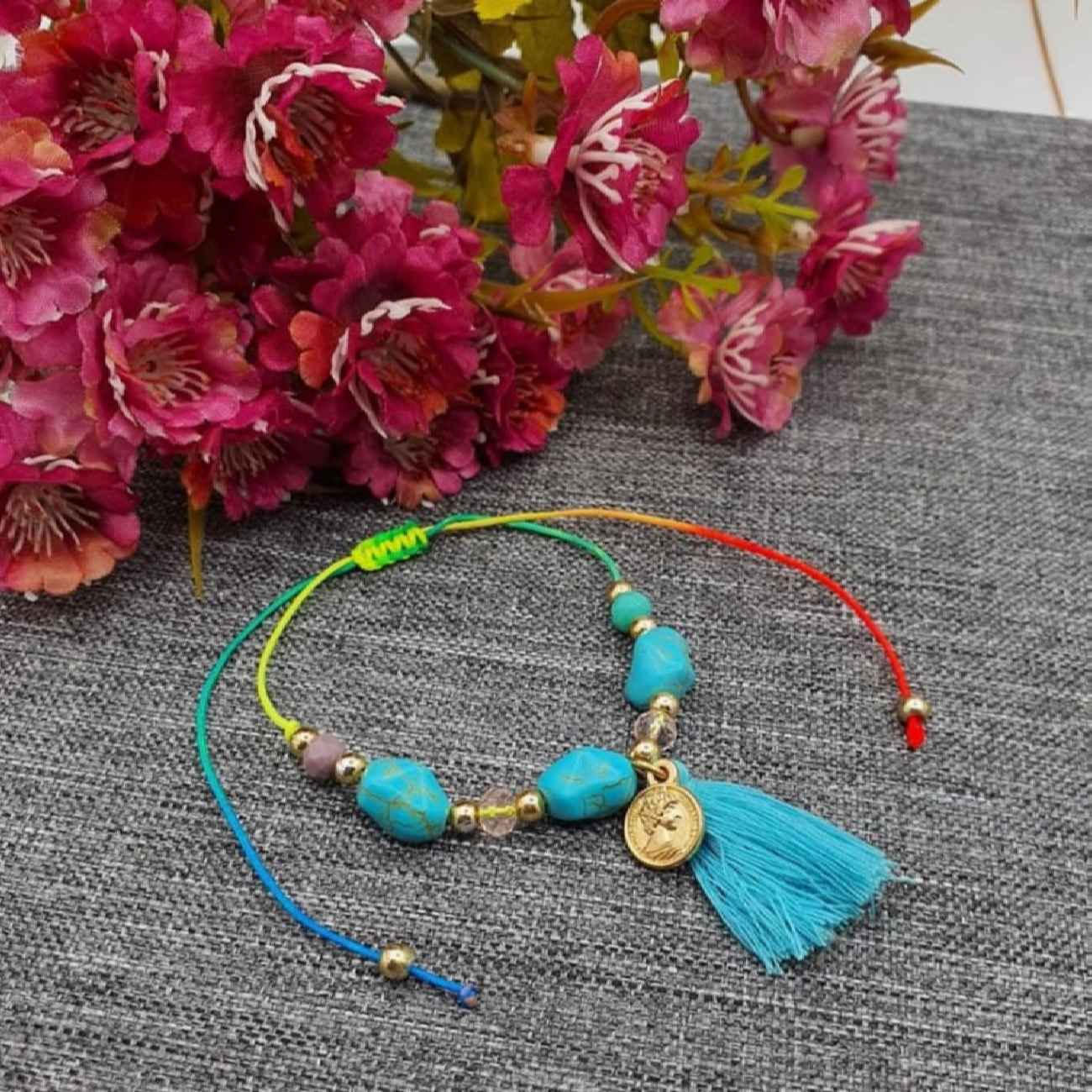 宝石花款女士棉质脚链