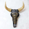 金角牛头骨雕像 – 西部风格艺术摆件