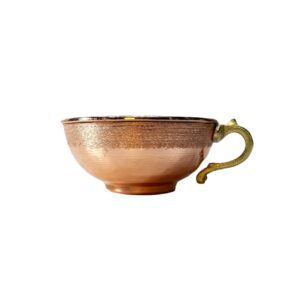 装饰铜碗 – 手工制作，带黄铜手柄