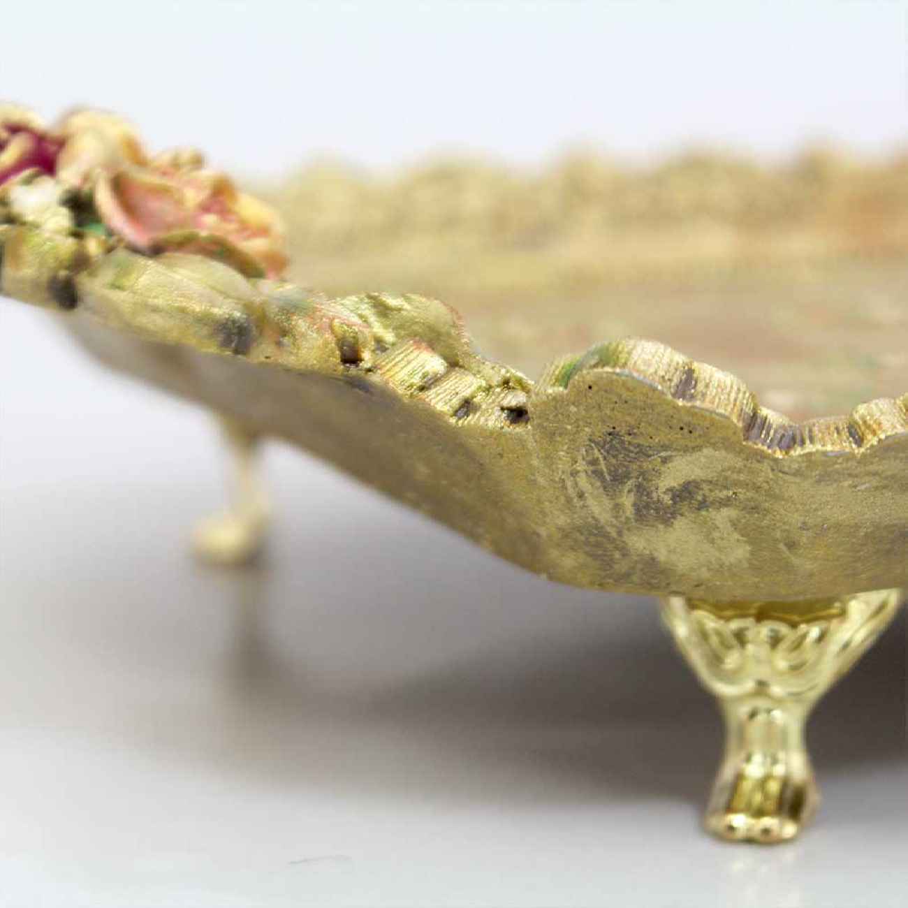 装饰聚酯高脚托盘 传统花卉图案