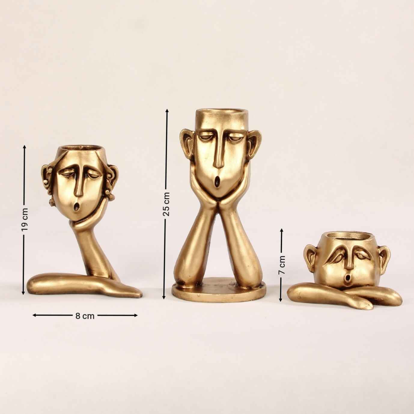 装饰雕塑花瓶 – 人脸造型 3件套