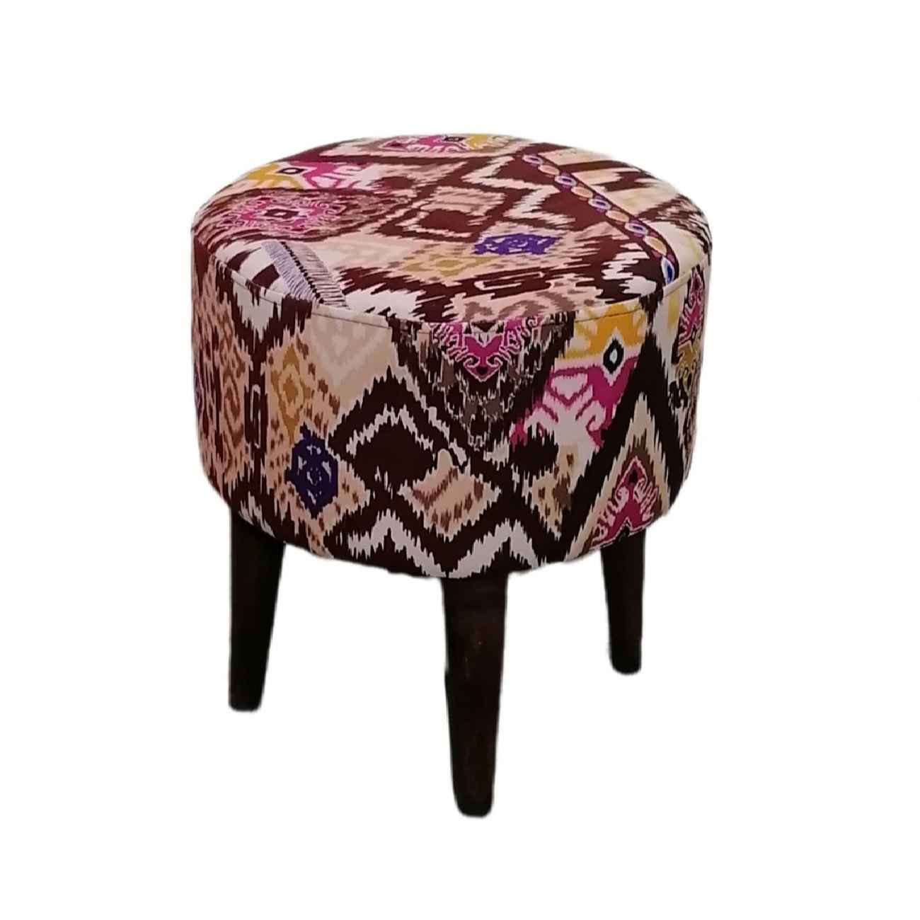 Main image of 波斯艺术灵感圆凳，木质脚架