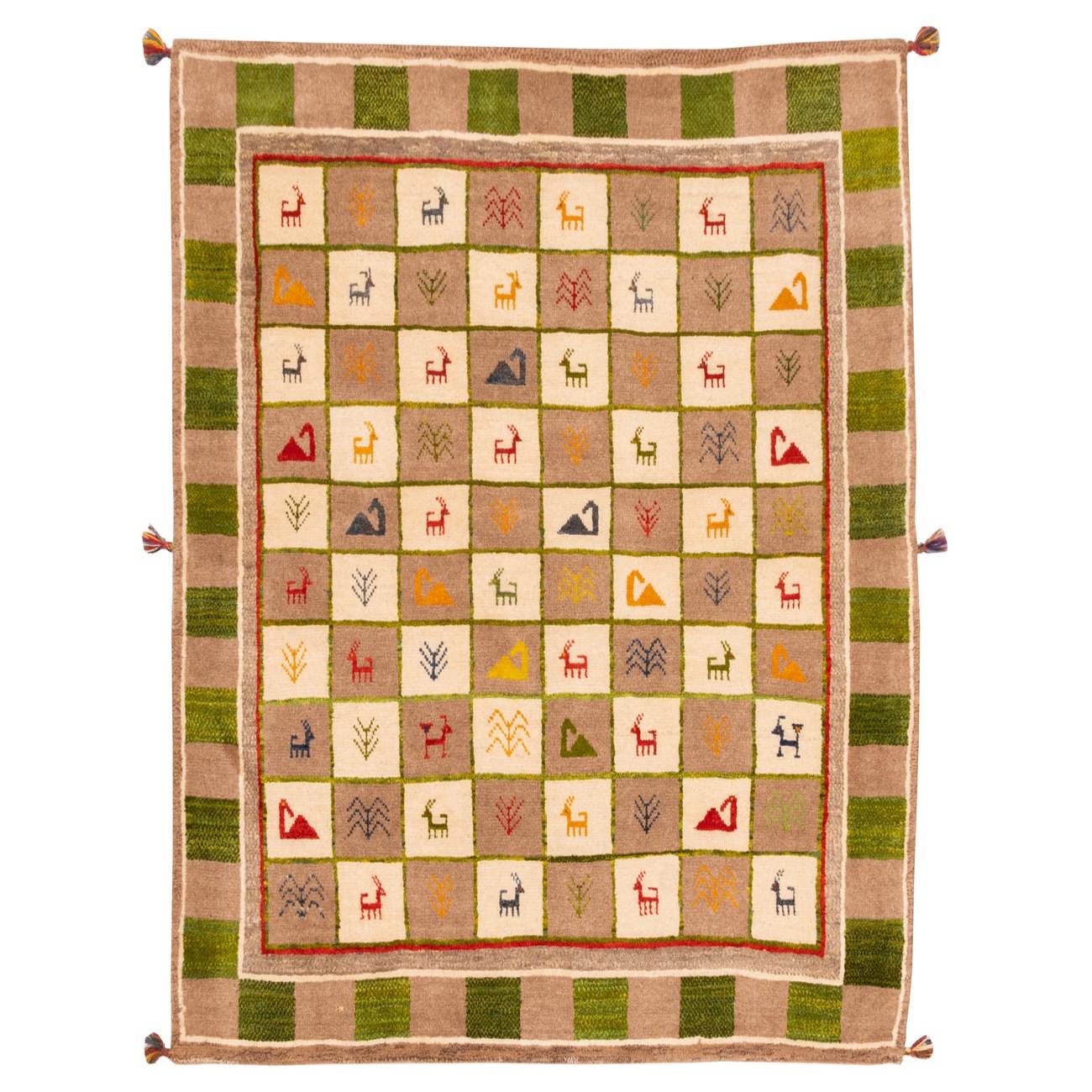 Main image of 波斯加贝毯羊毛地毯 手工编织于法尔斯 带动物图案