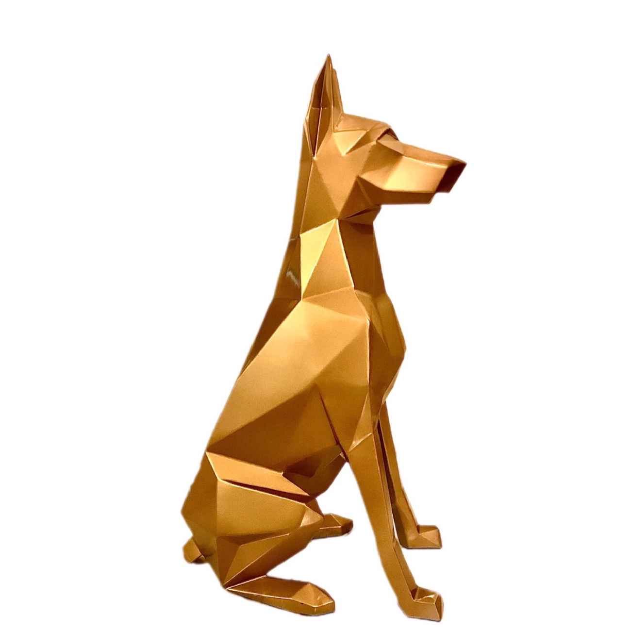 几何立体派杜宾犬雕像 – 独特手工艺术雕塑