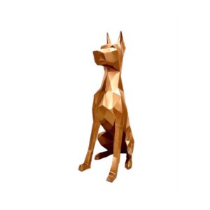 几何立体派杜宾犬雕像 – 独特手工艺术雕塑