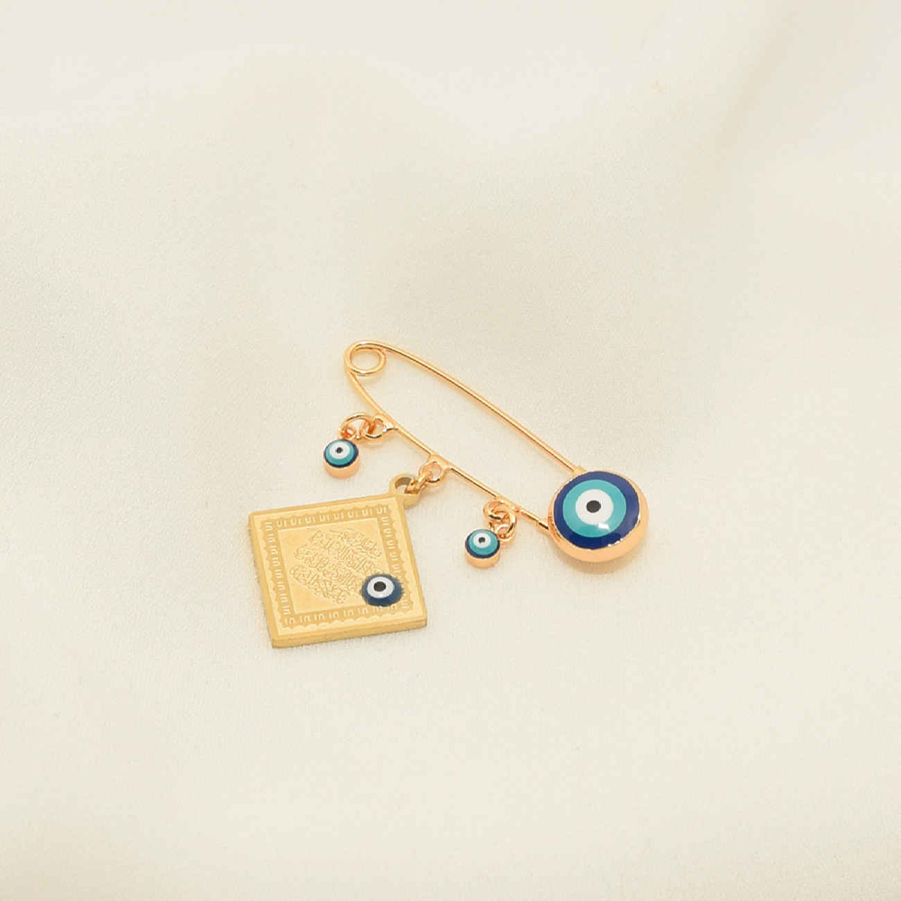 儿童伊斯兰安全别针胸针 —— Wan Yakad经文与邪眼图案款