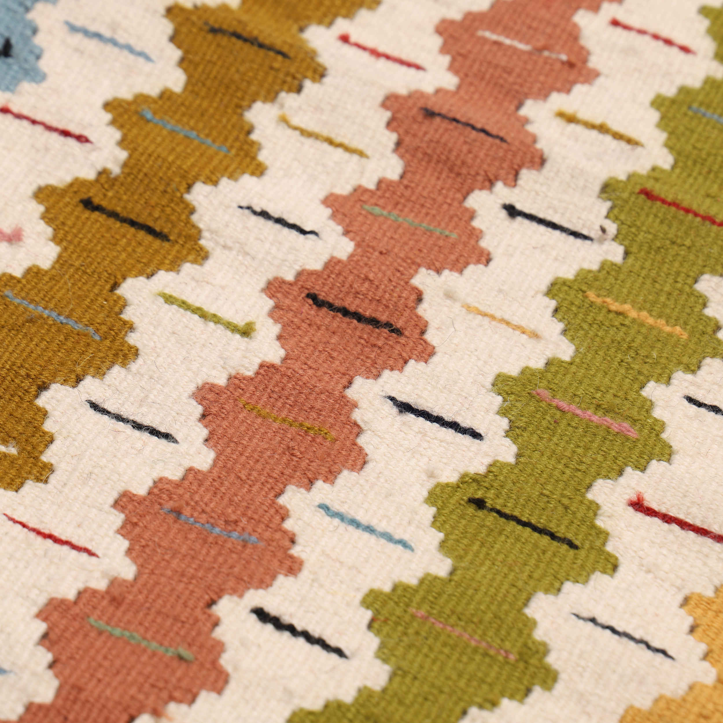 波斯羊毛基利姆地毯 手工编织于法尔斯 几何设计