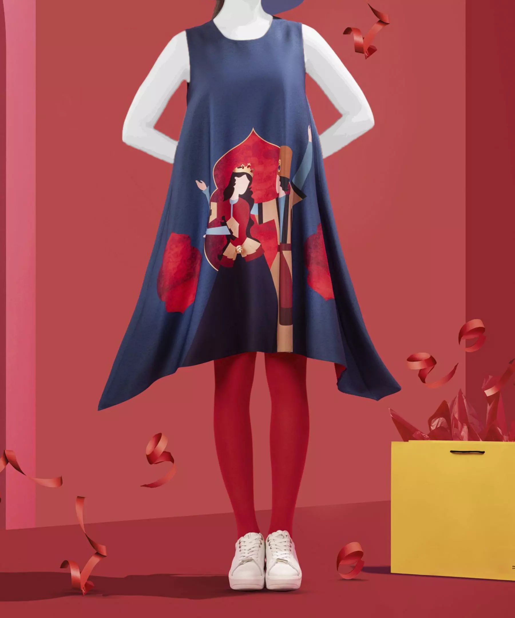 Main image of 女款海军蓝宽松连衣裙，型号Snow White