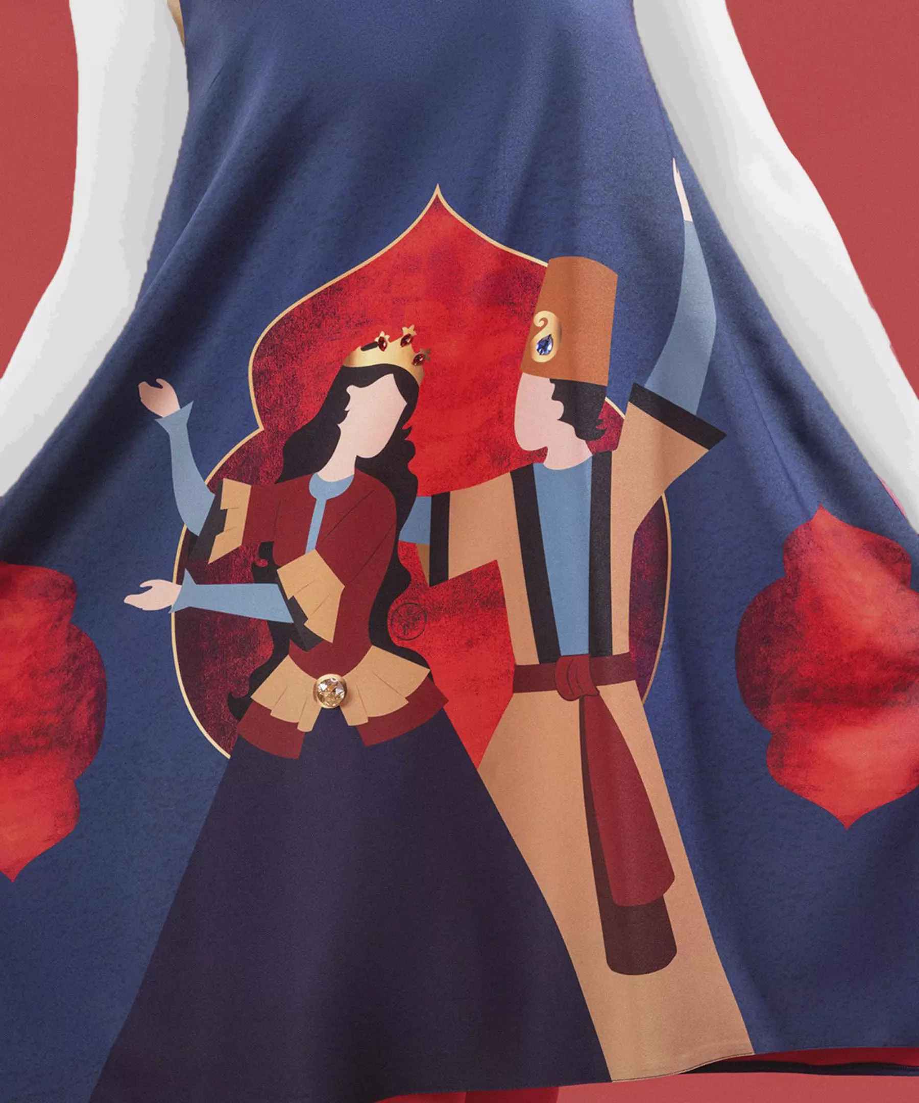 女款海军蓝宽松连衣裙,型号Snow White