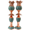 手工波斯铜烛台 – 镶绿松石（2 件）