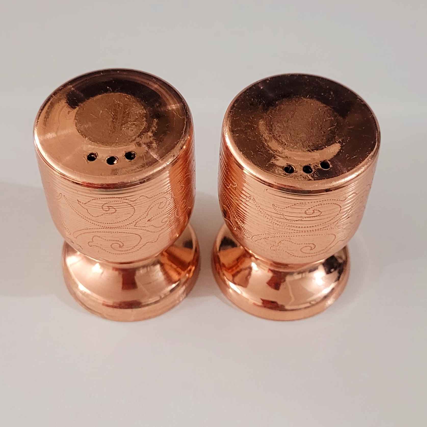 波斯铜盐和胡椒罐套装 – 花卉设计款
