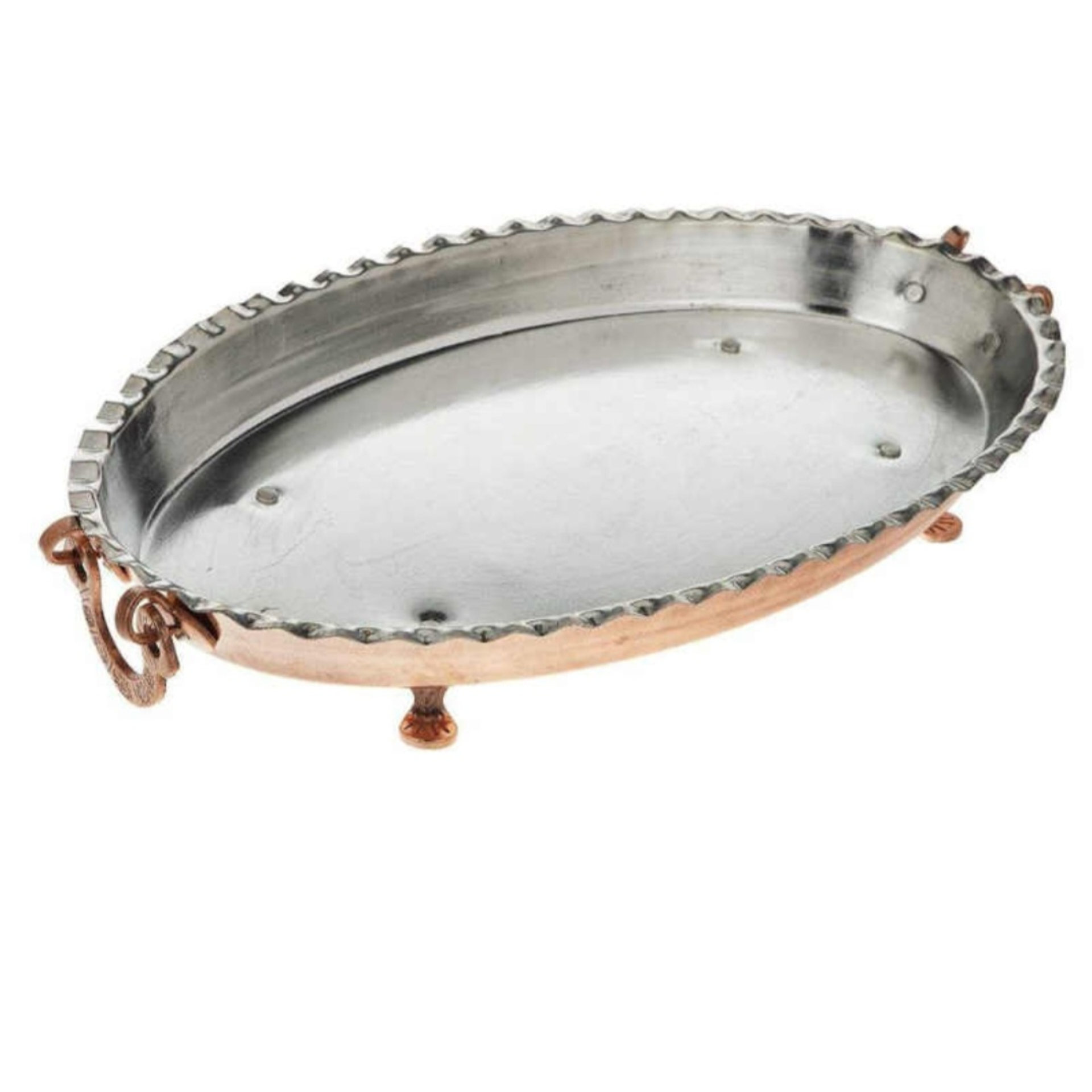 波斯铜制高脚餐盘 – 锤制传统手工艺