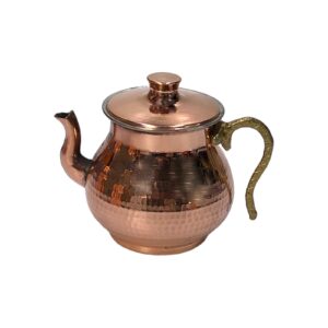 波斯铜茶壶 锤纹带黄铜手柄 Bardia