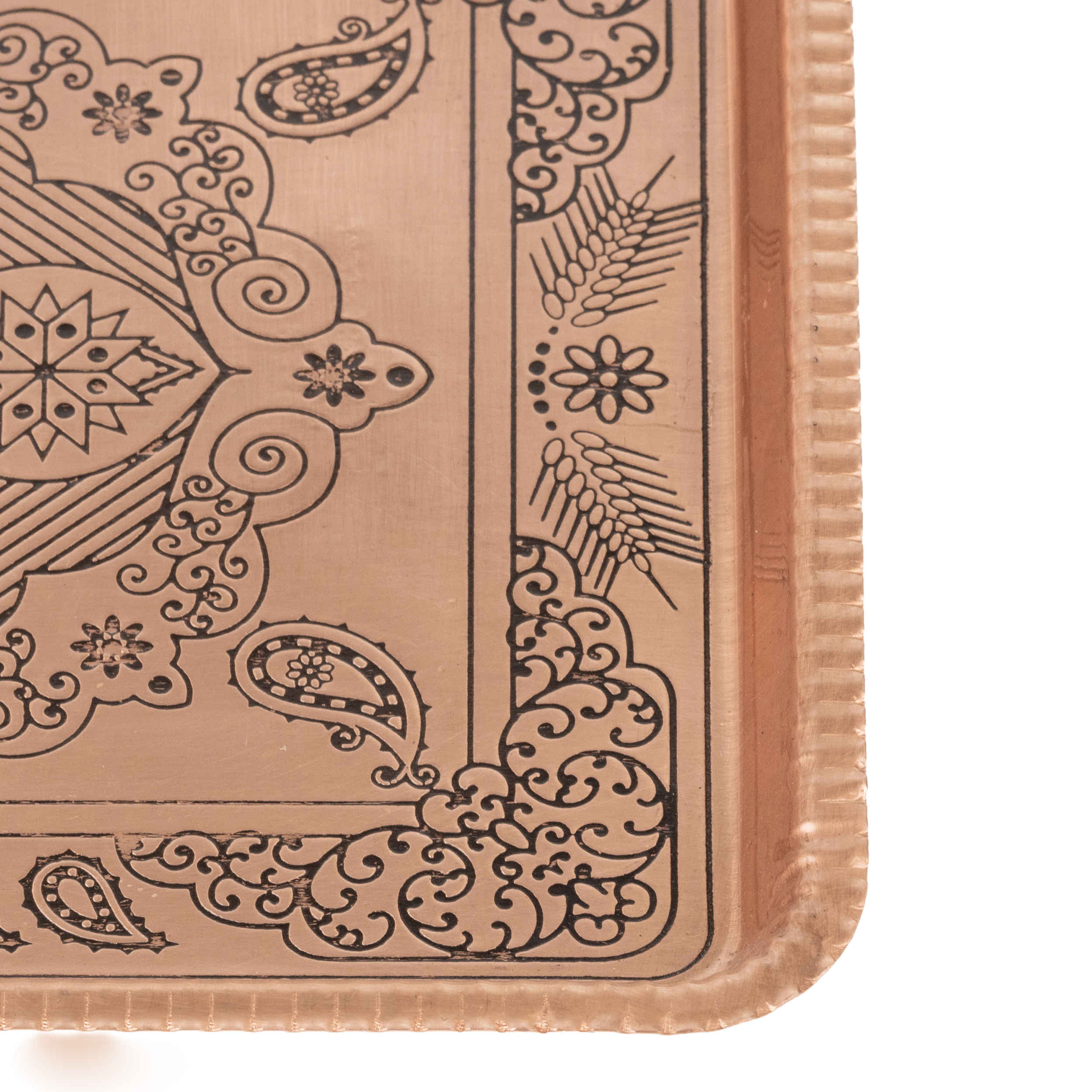 波斯铜托盘 – 锤制手工传统Paisley款