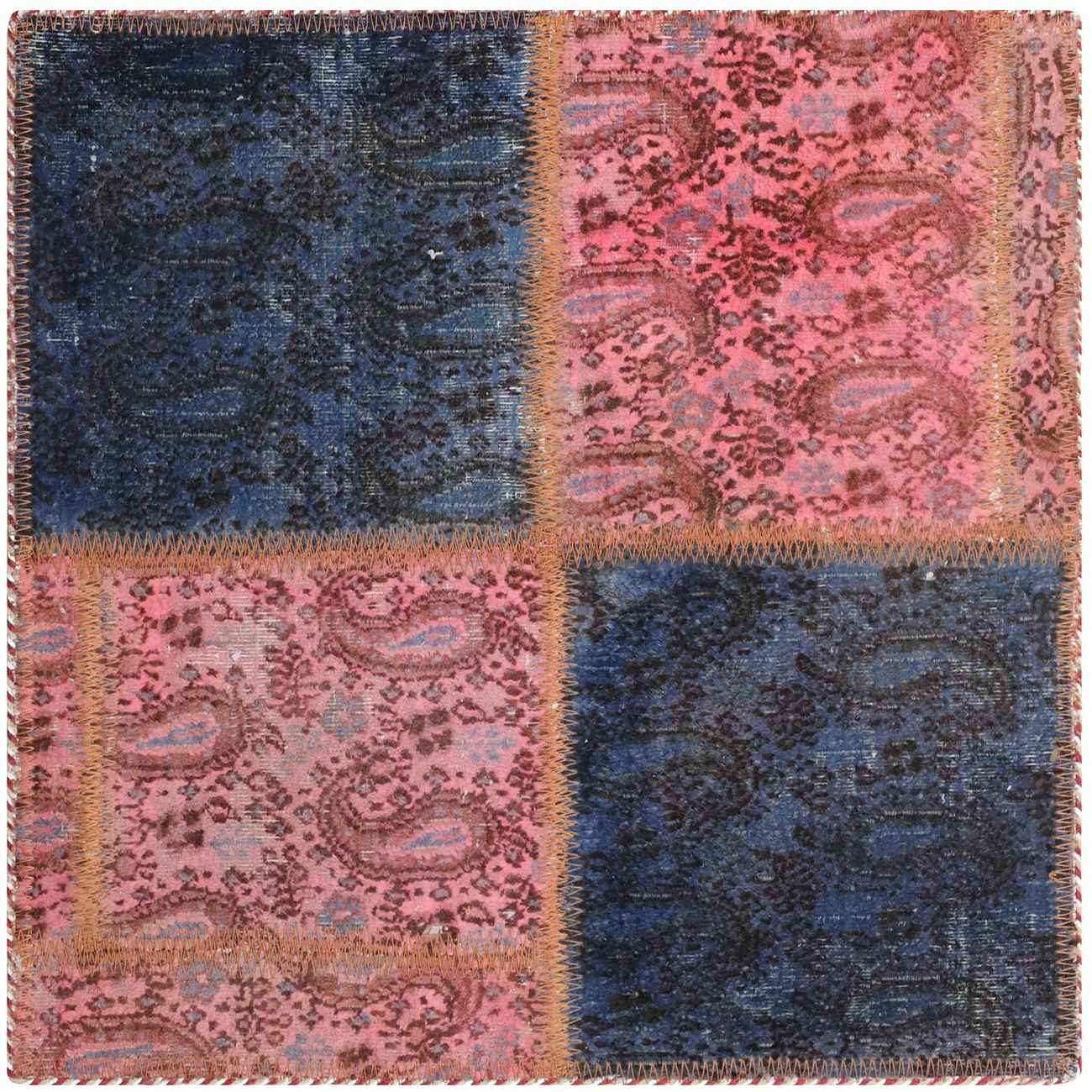 Main image of 复古波斯手工结拼花地毯 粉色