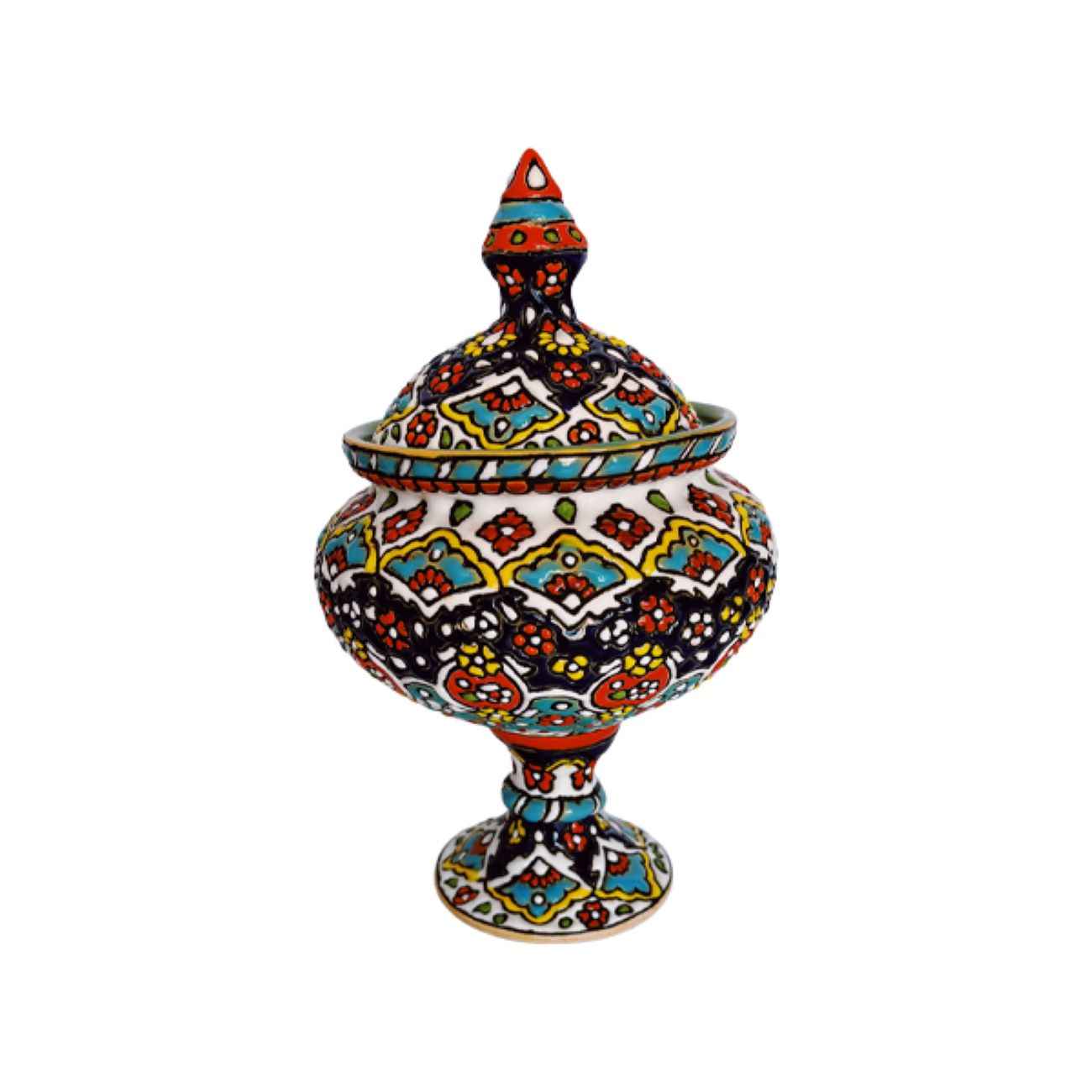 Main image of 手工波斯陶瓷带盖糖碗 – 珐琅（Minakari）