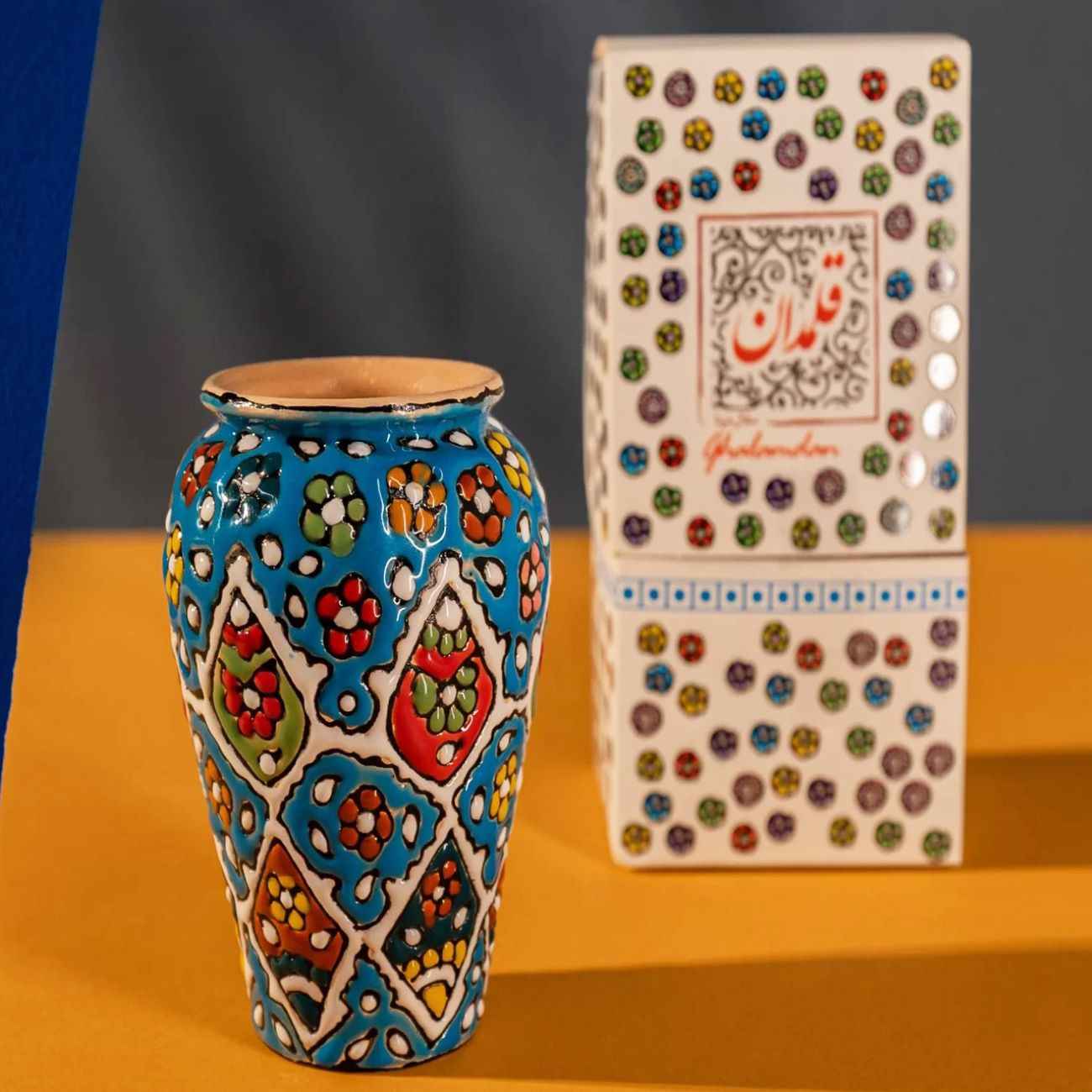 手工波斯陶瓷笔筒 – 桌面收纳 Minakari 珐琅装饰